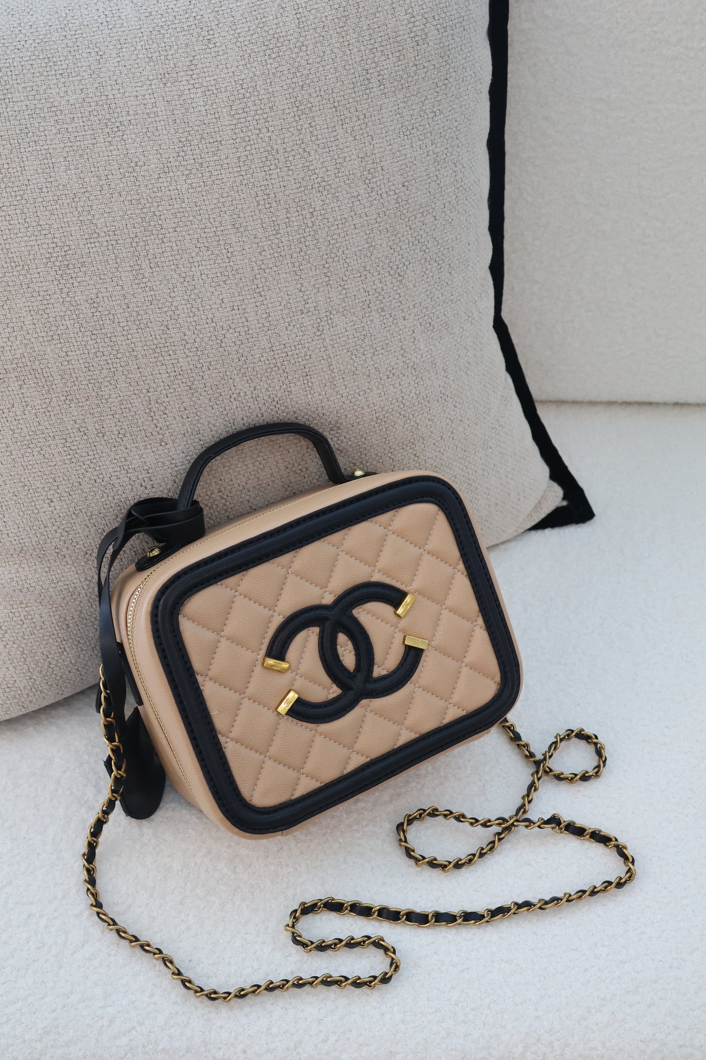 Chanel Vanity Case Beige x Black (Whatsapp for Price & Grade)