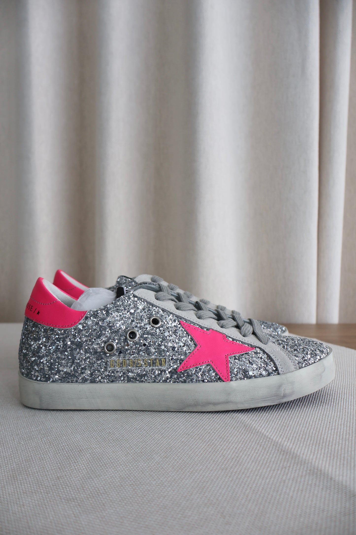 Golden Goose Silver Sparkly x Bright Pink Men's Sneaker (Whatsapp for Price & Grade)