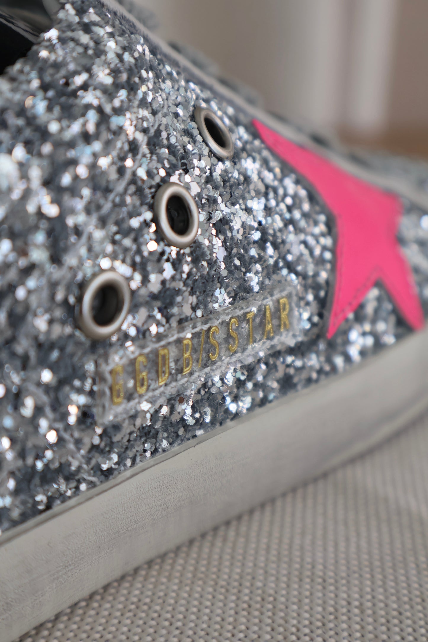 Golden Goose Silver Sparkly x Bright Pink Men's Sneaker (Whatsapp for Price & Grade)