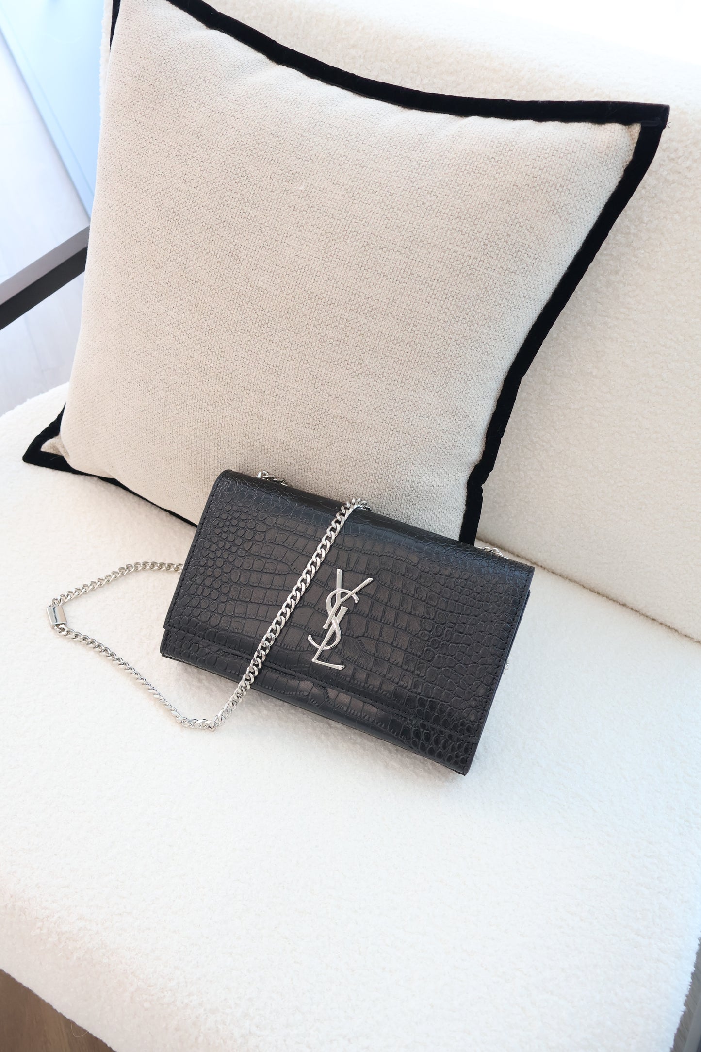 YSL WOC bag Black x Silver Croc Skin (Whatsapp for Price & Grade)