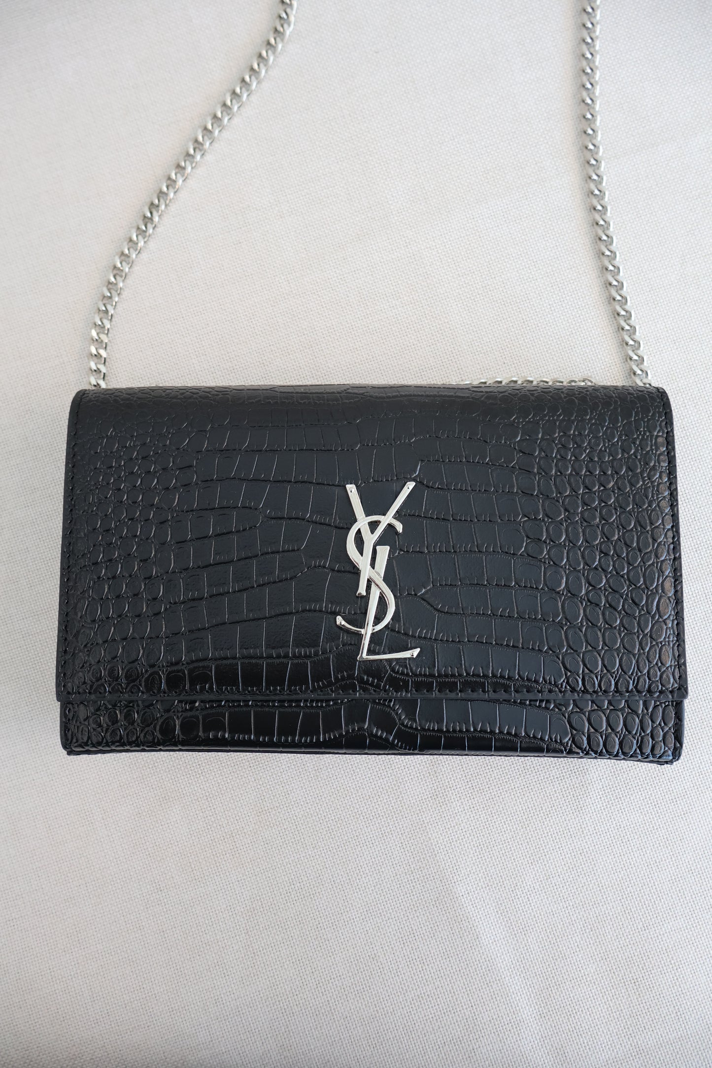 YSL WOC bag Black x Silver Croc Skin (Whatsapp for Price & Grade)