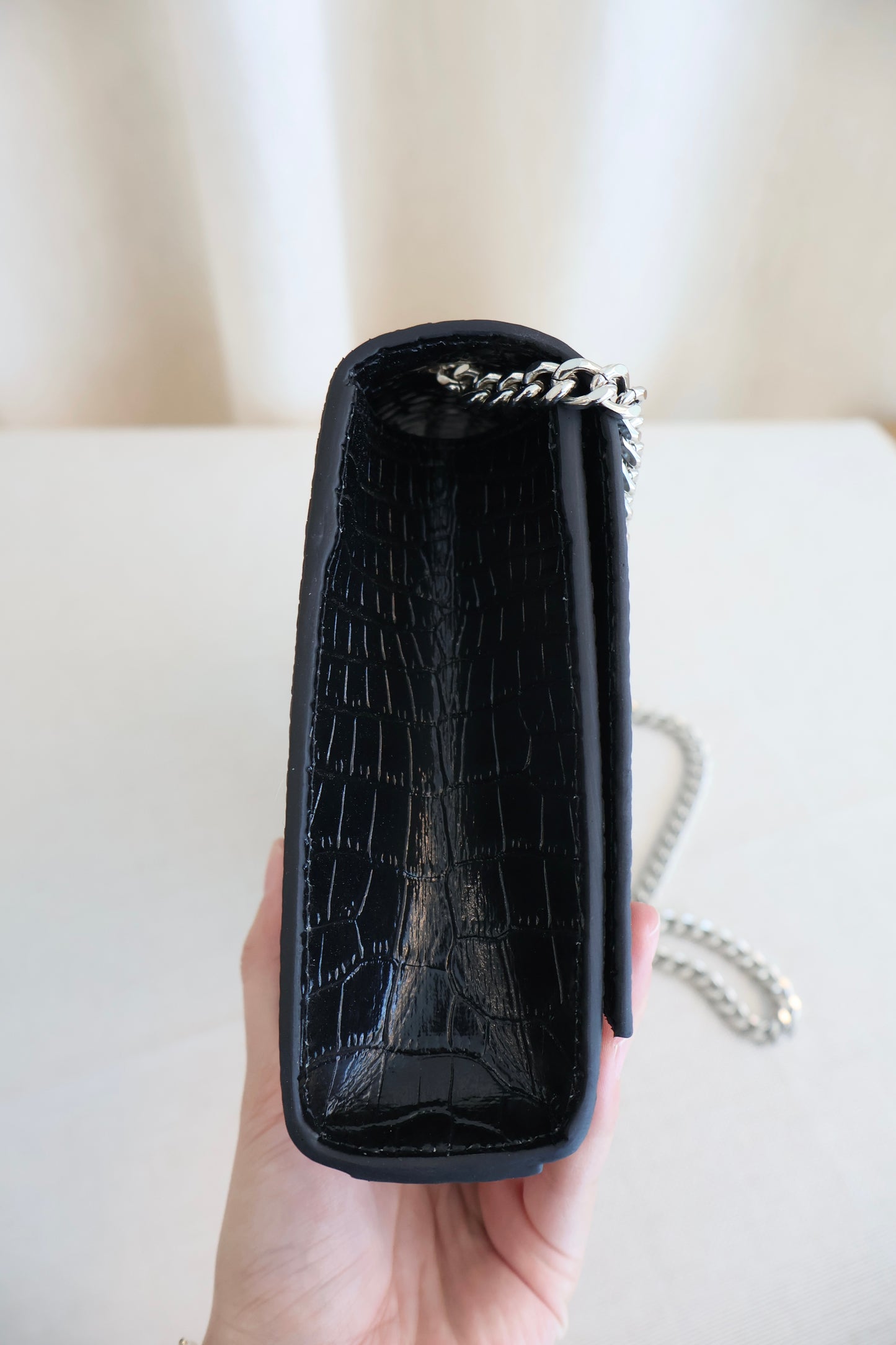 YSL WOC bag Black x Silver Croc Skin (Whatsapp for Price & Grade)