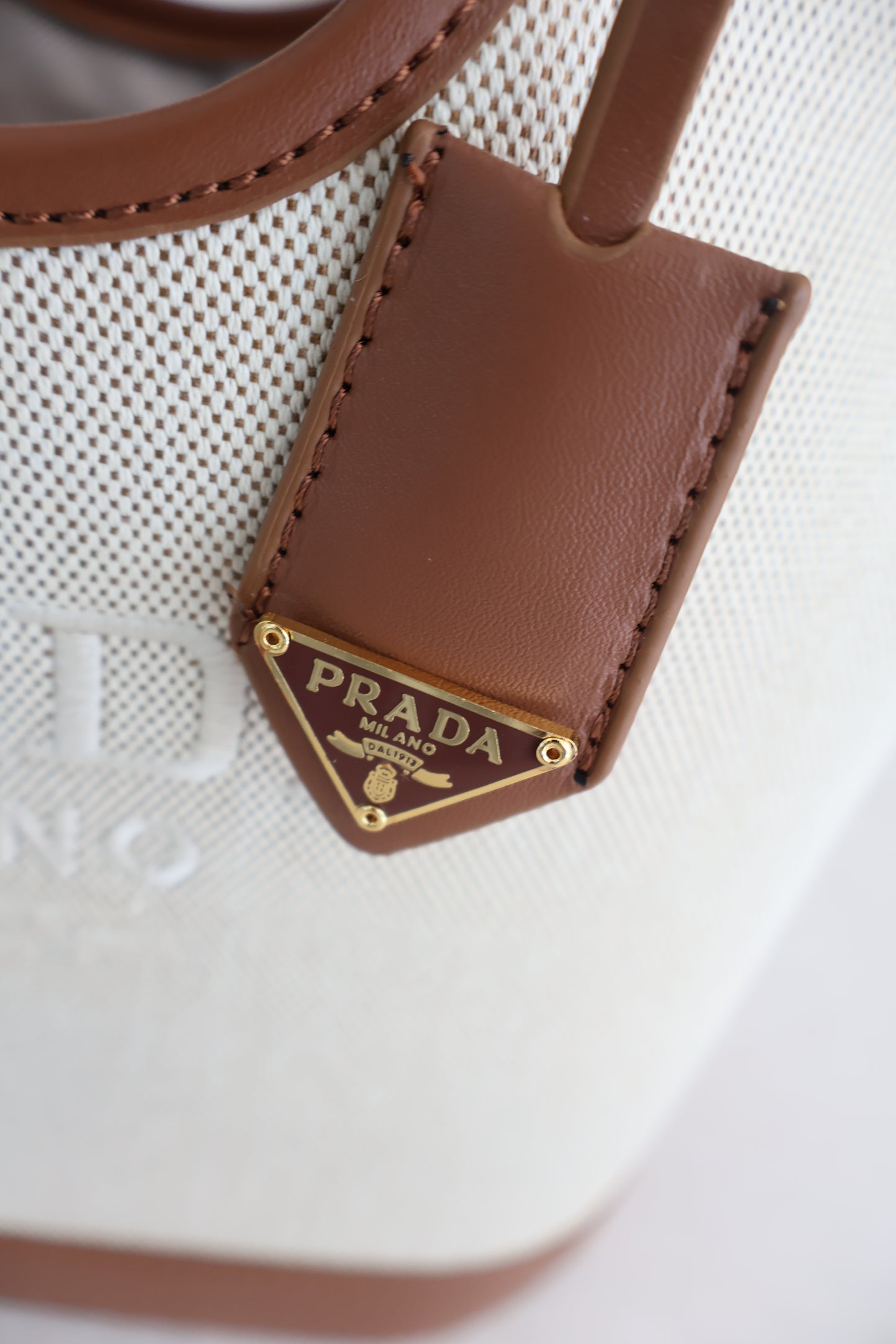 Prada Brown Linen Tote (Whatsapp for Price & Grade)