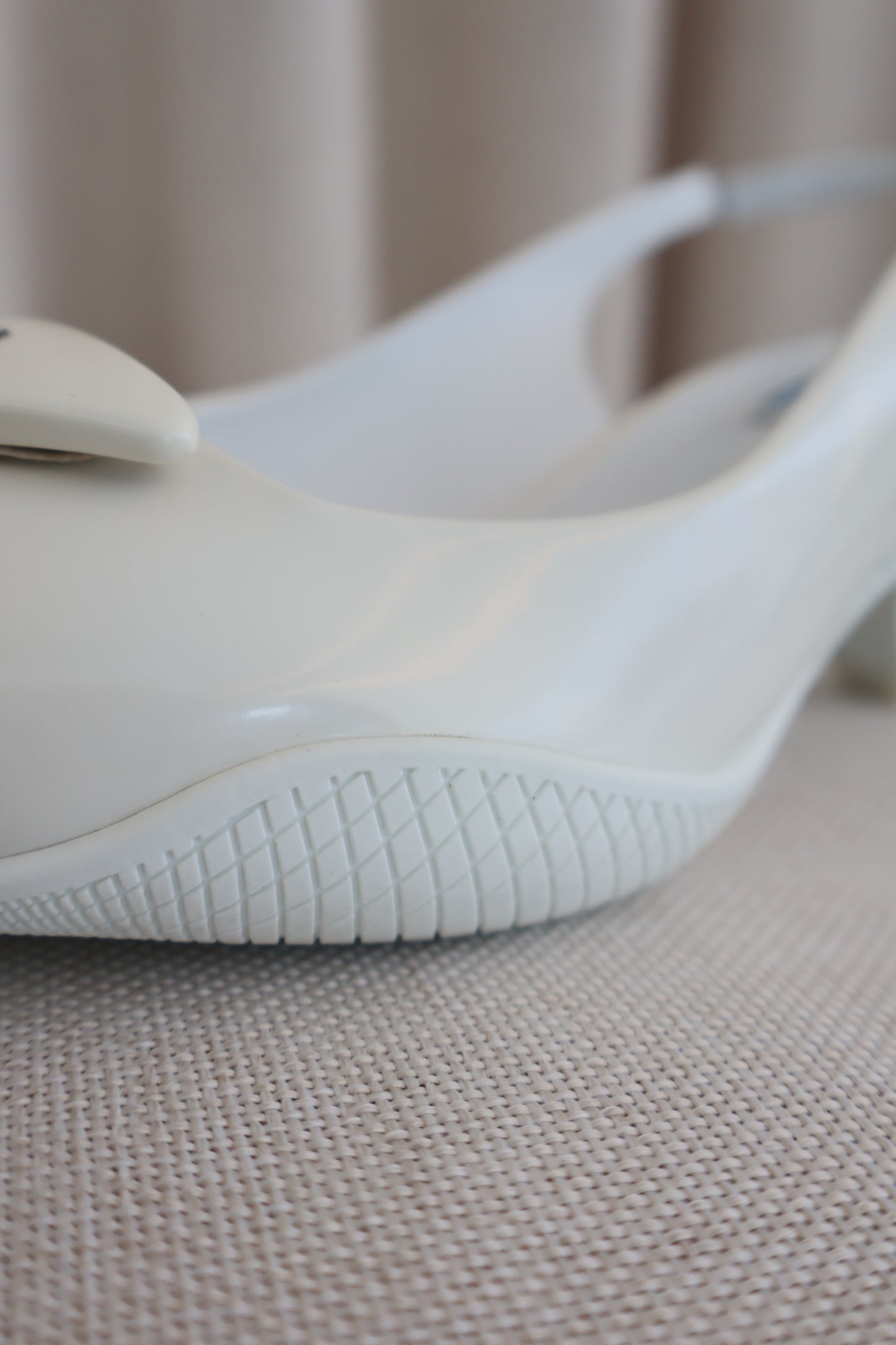 Prada Brushed Leather Slingback Pumps Heels White (Whatsapp for Price & Grade)