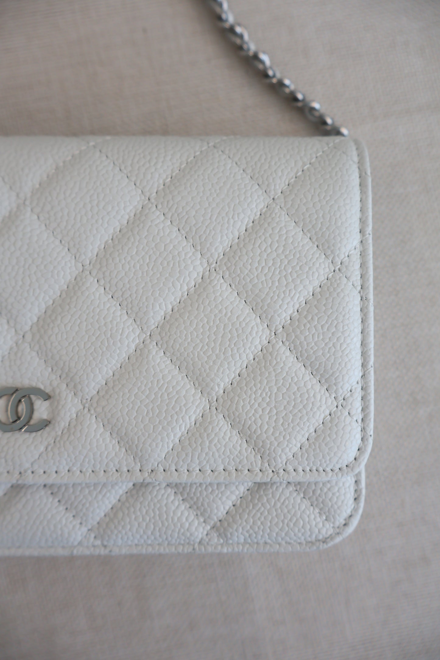 Chanel WOC White x Silver (Whatsapp for Price & Grade)