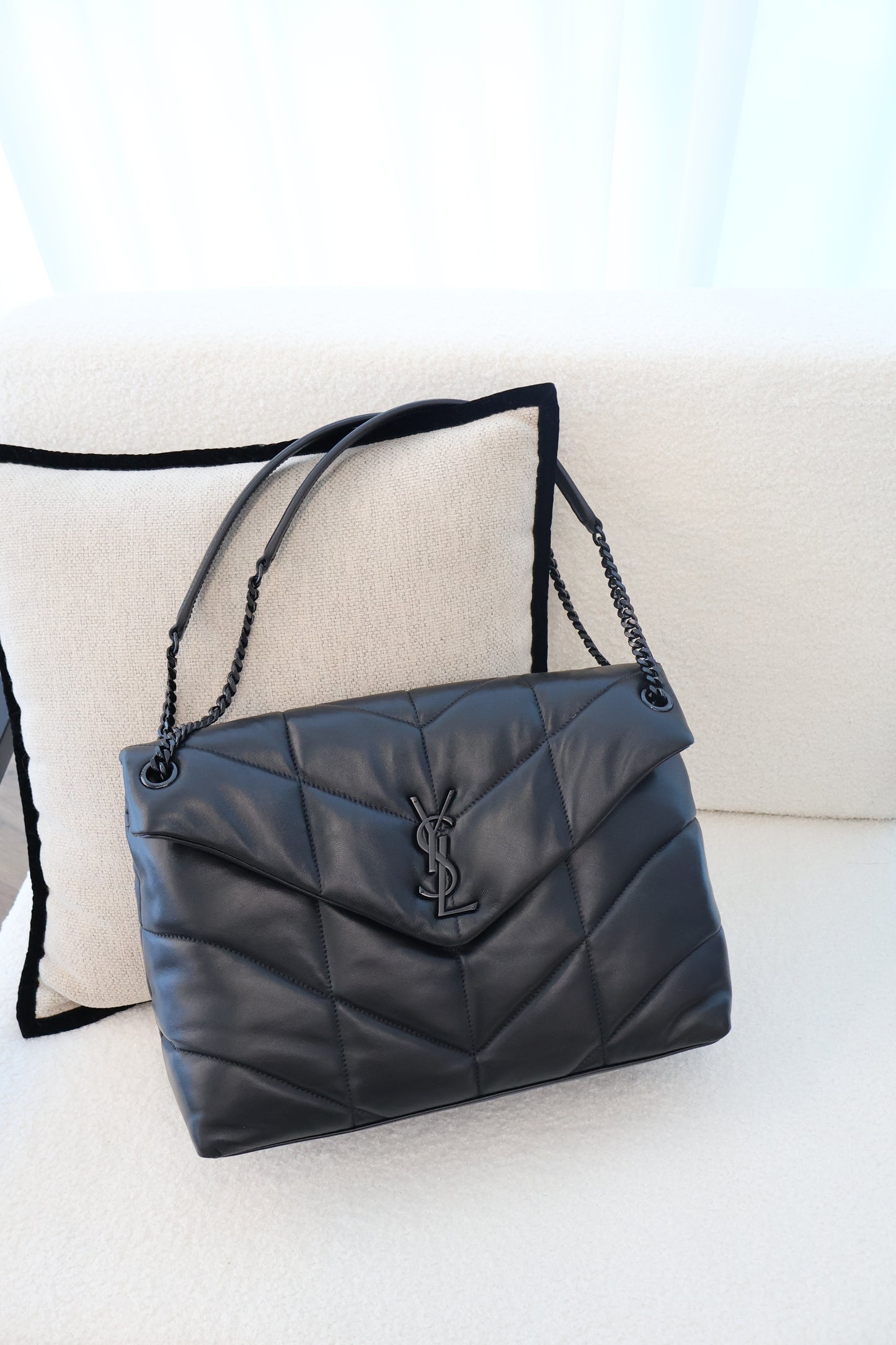 YSL LouLou Puffer Medium in Nappa Leather Black (Whatsapp for Price & Grade)