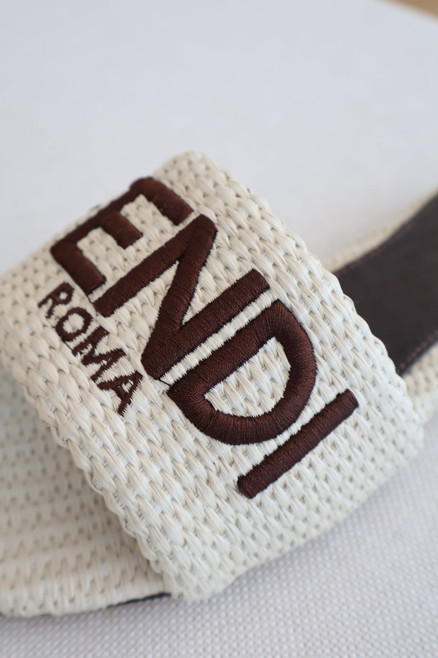 Fendi Signature Beige Cotton Fibre Slides (Whatsapp for Price & Grade)