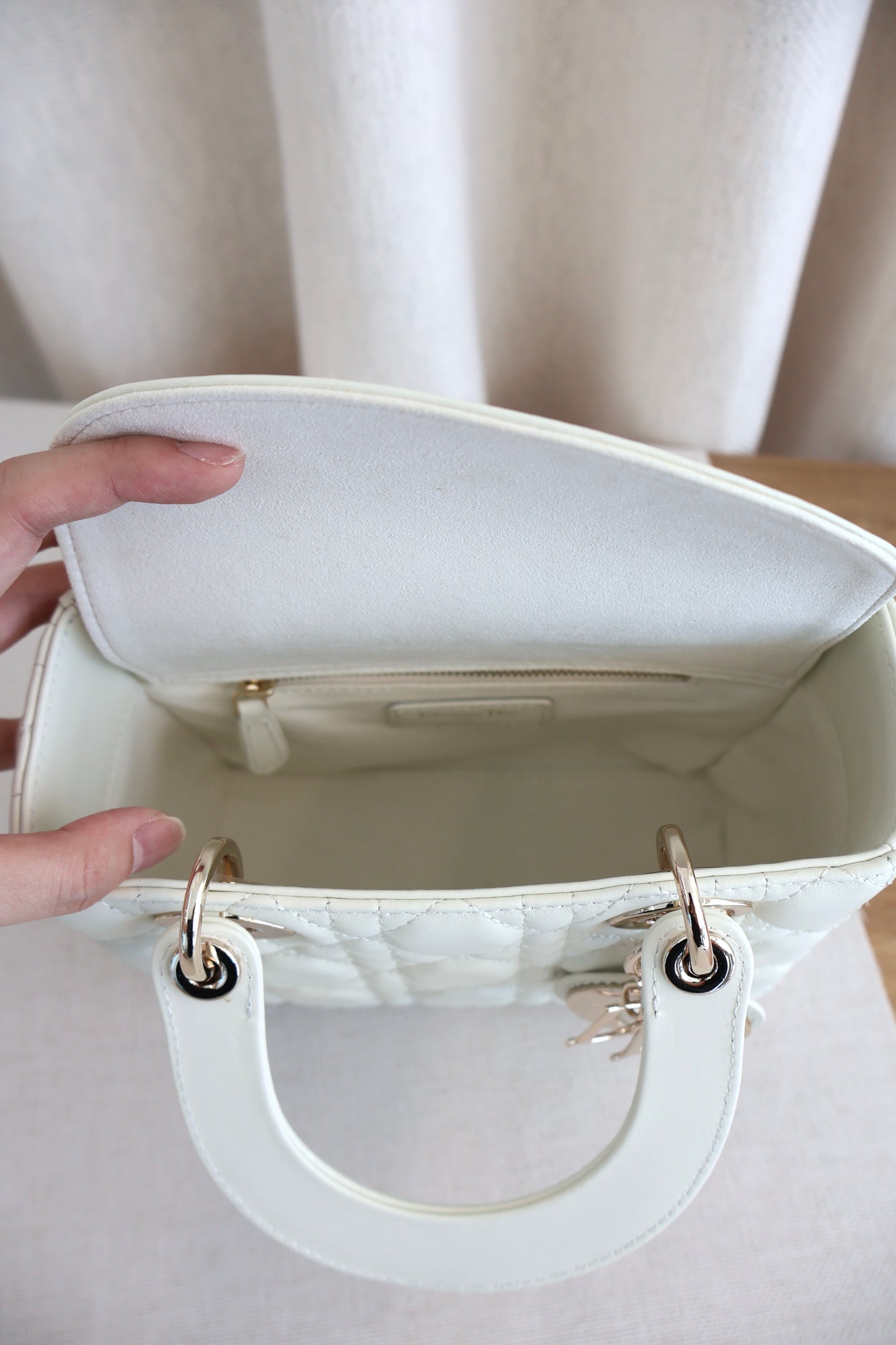 Dior Lady Dior White x Gold Hardware (Whatsapp for Price & Grade)