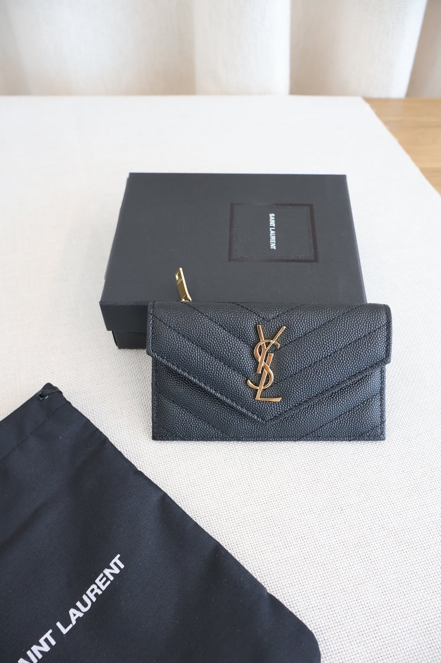 YSL Cassandre Matelasse Fragments Flap Card Case in Grain De Poudre (Whatsapp for Price & Grade)