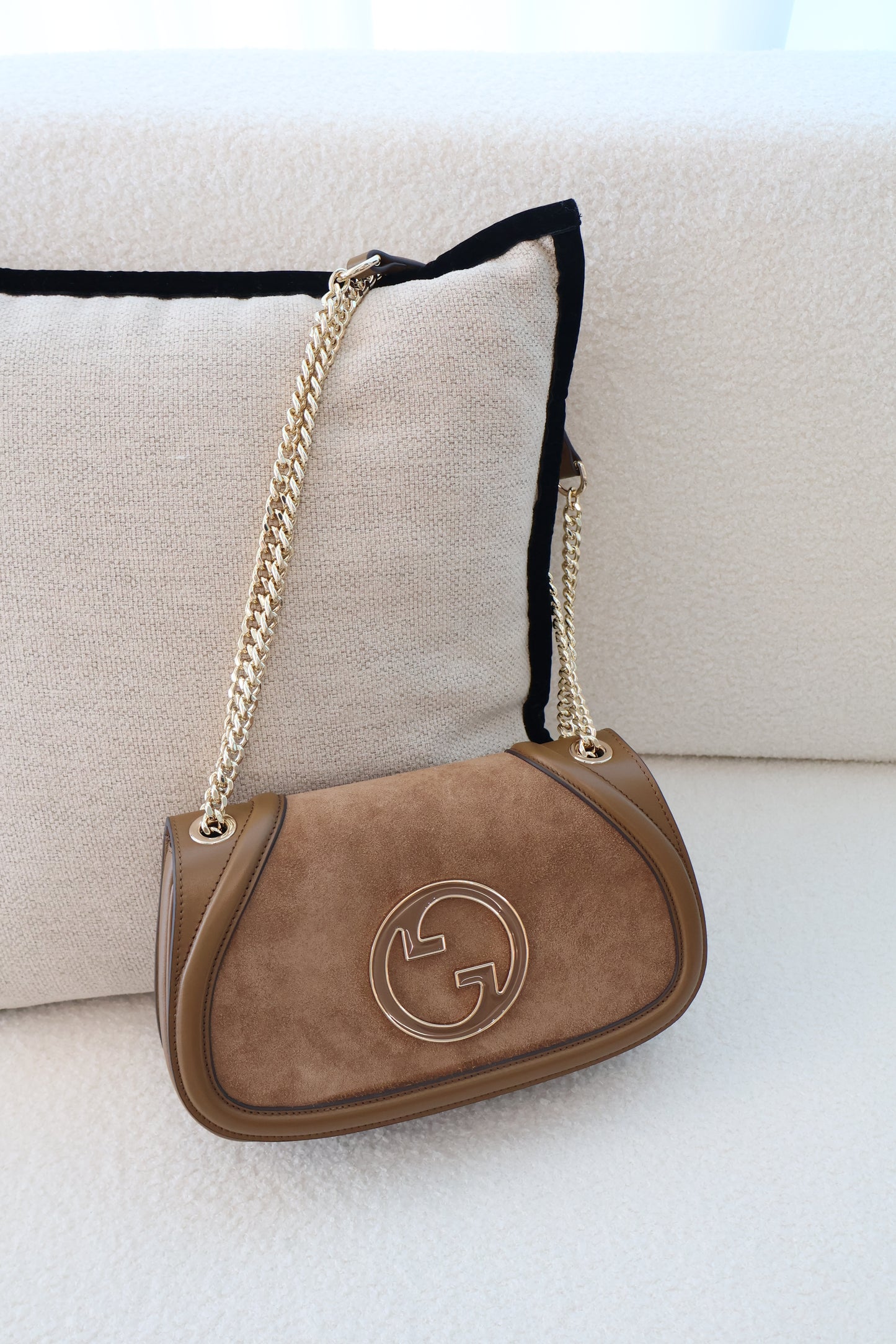 Gucci Blondie Small Shoulder Bag Light Brown Sude (Whatsapp for Price & Grade)