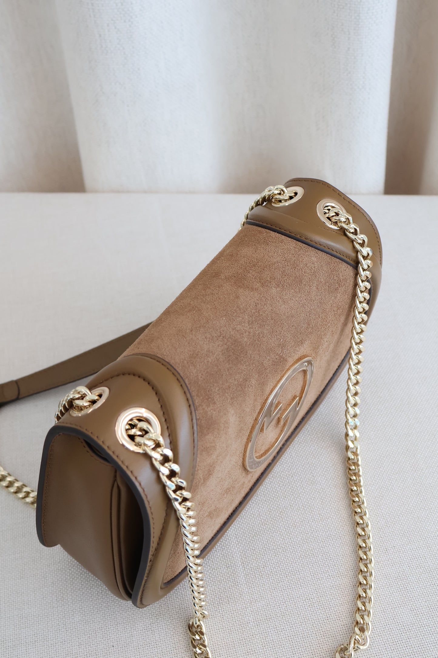 Gucci Blondie Small Shoulder Bag Light Brown Sude (Whatsapp for Price & Grade)