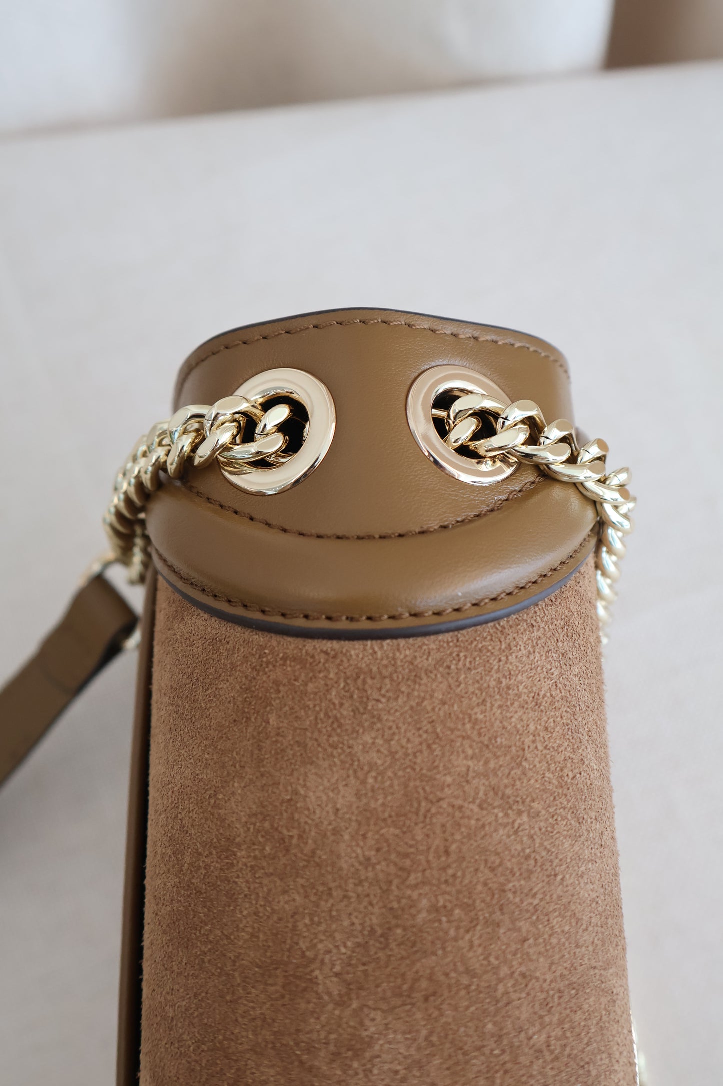Gucci Blondie Small Shoulder Bag Light Brown Sude (Whatsapp for Price & Grade)