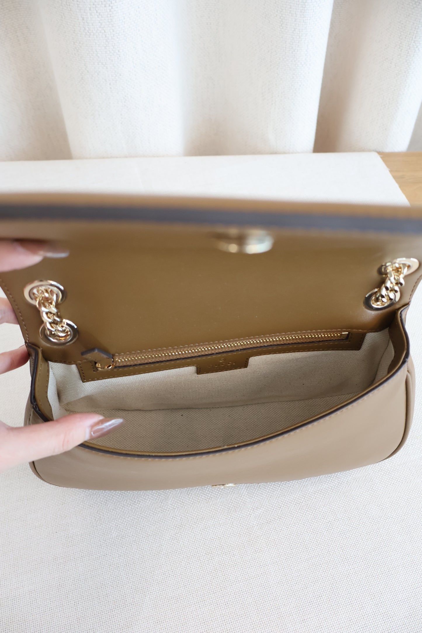 Gucci Blondie Small Shoulder Bag Light Brown Sude (Whatsapp for Price & Grade)