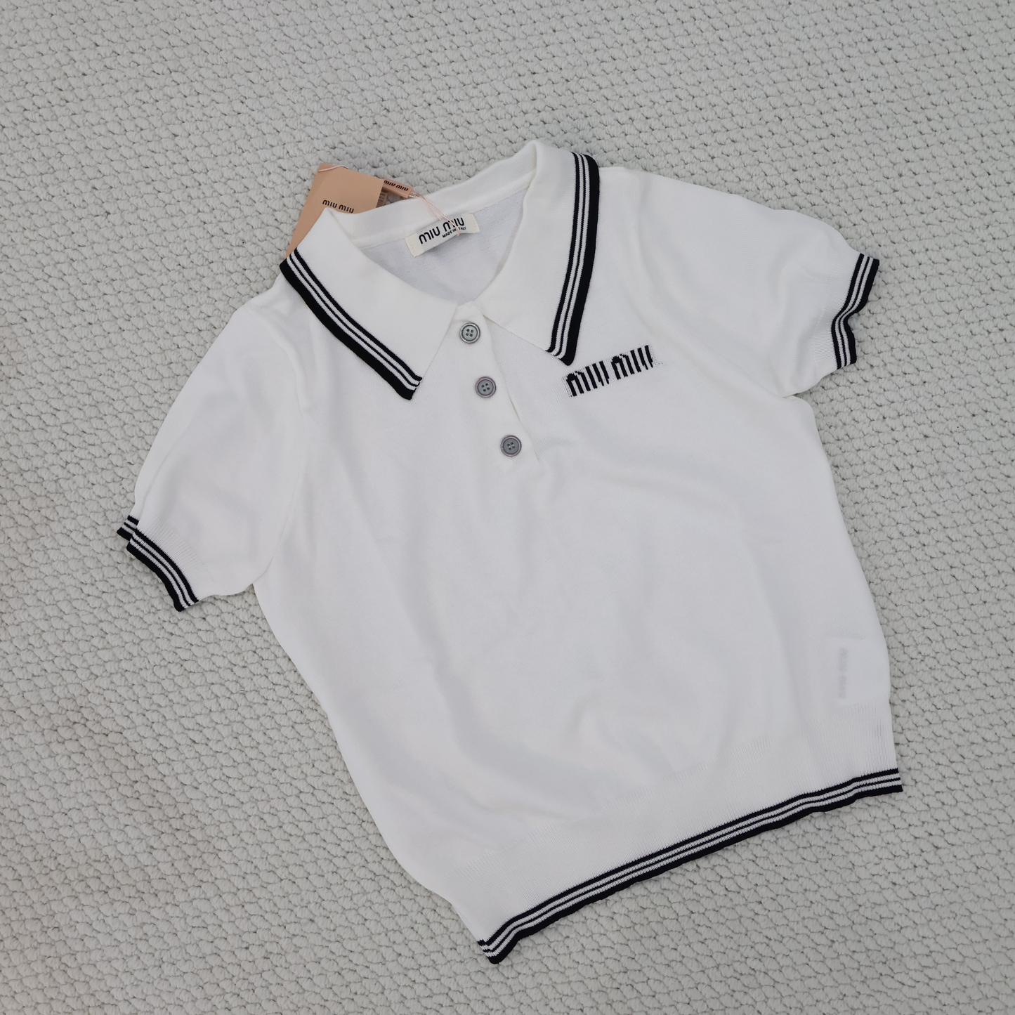 Miu Miu Knitted Top White x Black (Whatsapp for Price & Grade)