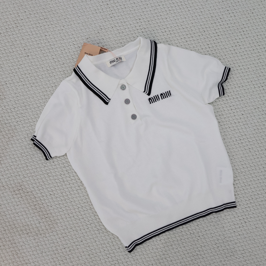 Miu Miu Knitted Top White x Black (Whatsapp for Price & Grade)
